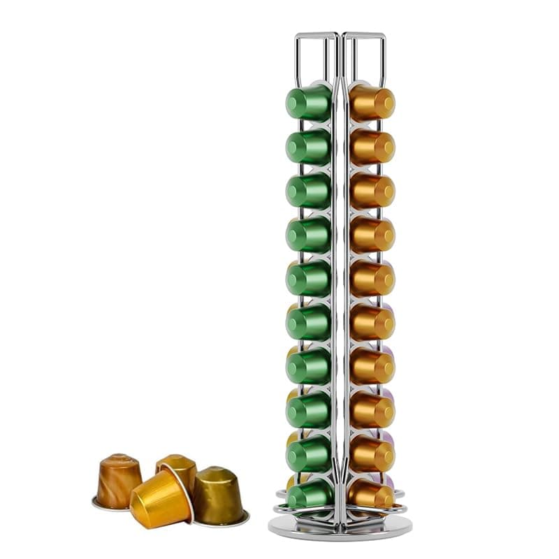 Storage Holder for Nespresso Coffee Capsules, Holders for 40 Black Coffee Capsules, 360 Degree Rotable Coffee Capsule Stands, Capsule Dispenser, Pod Storage Holder
