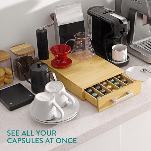 Navaris Coffee Capsule Drawer – Coffee Machine Pod Holder Compatible with Nespresso Vertuo – Bamboo Capsule Holder Dispenser - Image 3
