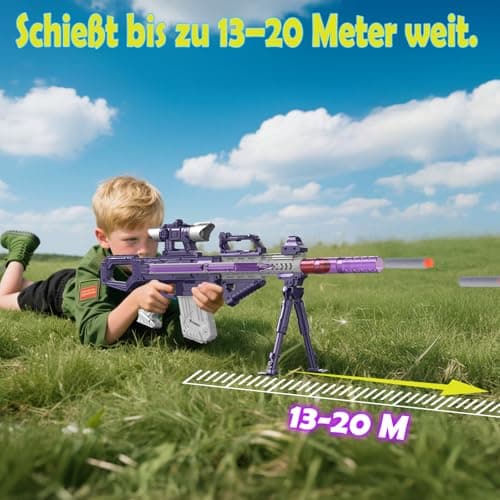 Electric Toy Gun for Nerf Sniper - 2 Chargers, 50 Darts, Over 100 Combinations - Electric Toy Sniper Rifle with Scope - Gift for 6-12 Years Old Kids - Image 3