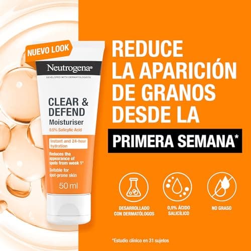 Neutrogena Spot Controlling 0.5% Salicylic Acid Hydrating Cream (1 x 50ml) Moisturizing Face Cream for Acne Prone Skin, Oil-Free Moisturizer - Image 3