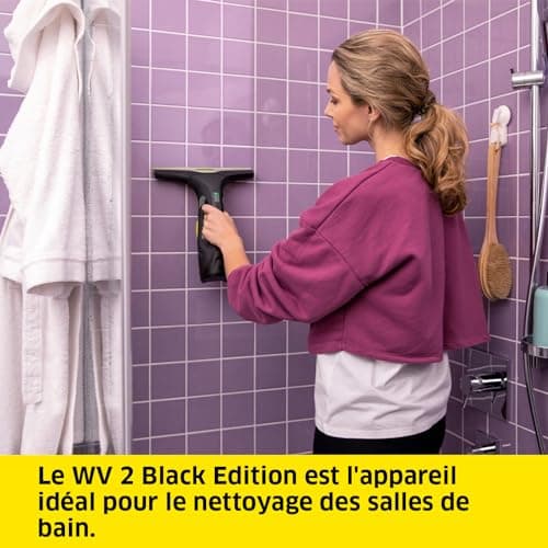 Kärcher WV 2 Black Edition Window Cleaner, Battery Life: 35 min, LED Display, 2 Squeegees, Sprayer with Microfibre, 20 ml Concentrated Glass Cleaner - Image 4