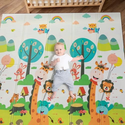 MAMIZO Baby Play Mat, 180 x 160 cm, Activity Mat for Baby, Children's Floor Mat, Thick Foam Foldable Reversible, Waterproof, Motor Skills Mat Promoting Sensory Development, Baby Gift - Image 2