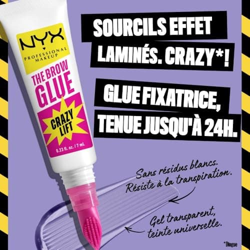 NYX Professional Makeup - Fixing glue - Laminated eyebrows - Lasts up to 24 hours - Vegan formula - Integrated applicator comb - The Brow Glue Crazy Lift - Shade: Transparent (01) - 5 ml - Image 4