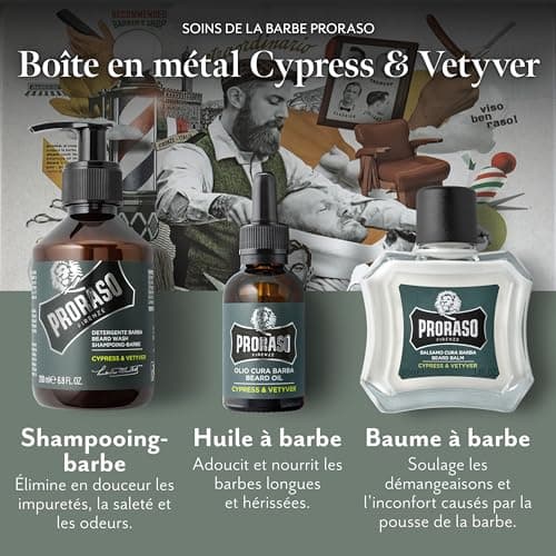 Proraso | Cypress & Vetyver Beard Care Set – Set for Men with Beard Shampoo, Beard Oil and Beard Balm – Made in Italy - Image 4