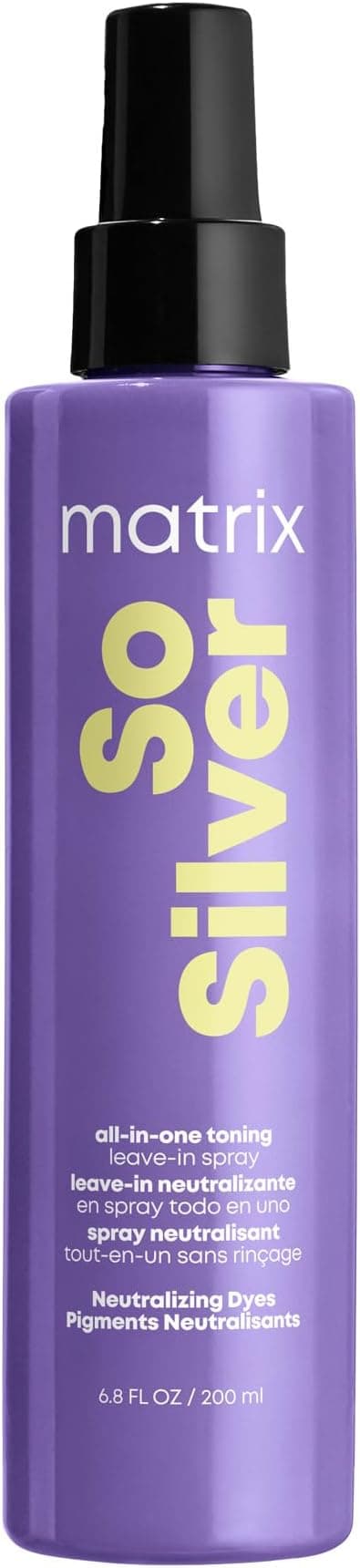Matrix | Leave-In Blonde & Grey Hair Toning Spray for Yellow Spot Neutralization, with Purple Pigments, Total Results So Silver Toning Spray, 1 x 200 ml - Image 1
