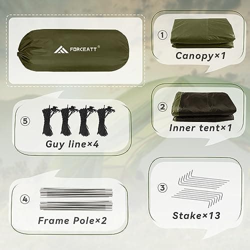 Forceatt 2-4 Person Camping Tent, 4 Season Waterproof Anti UV, Ultra Light Easy Double Layer Dome Tent for Picnic, Hiking, Trekking, Camping - Image 6