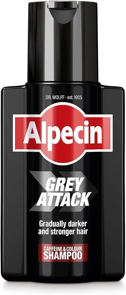 Alpecin Grey Attack Shampooing colorant à la caféine 200 ml - effet colorant contrôlé progressivement – pour des cheveux moins gris chez les hommes - prévient la chute des cheveux