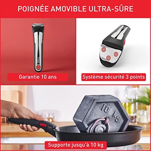 Tefal Ingenio L7669802 8-Piece Cookware Set, Induction, Non-Stick Coating, Stackable, Frying Pans and Saucepans + Removable Handle, Dishwasher Safe, Made in France, Natural On - Image 6