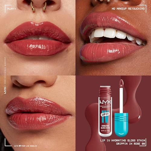 NYX Professional Makeup - Moisturising Wet Look Gloss - Lasts up to 12h - Highly Pigmented - Gloss Finish - Lip IV Gloss - Shade : Drippin' In Rose - Image 3