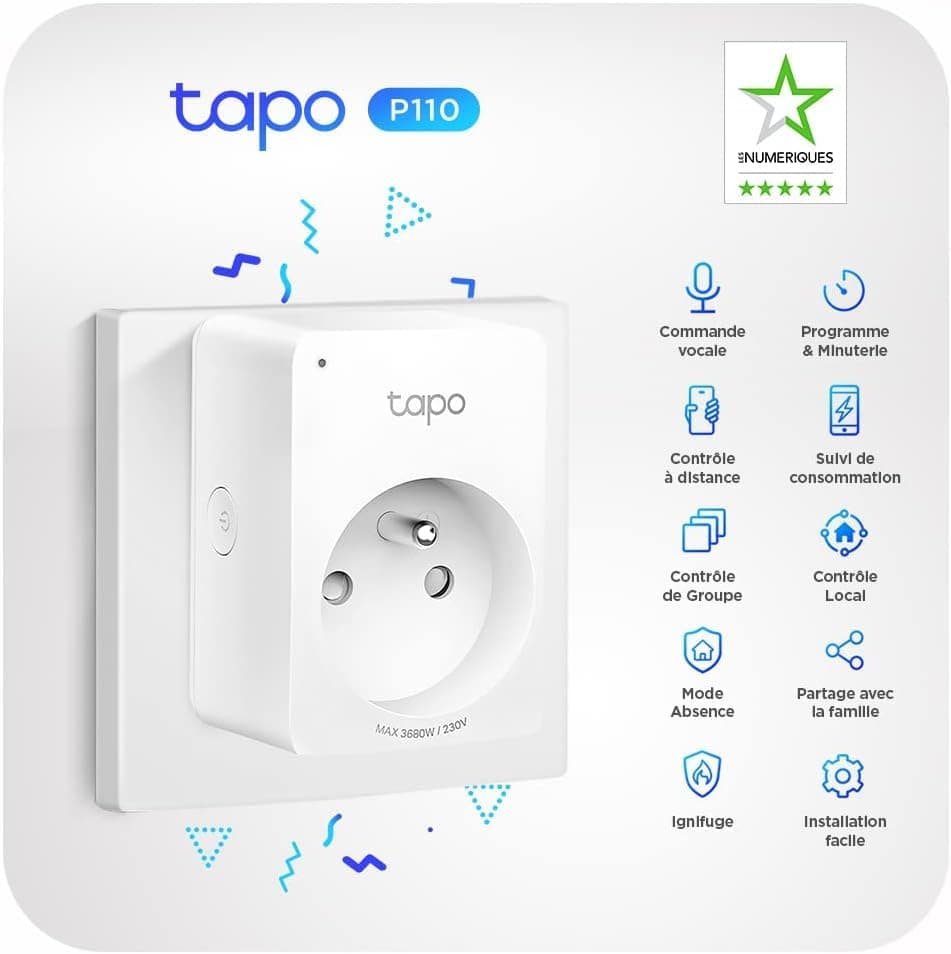 Tapo Prise Connectée WiFi, Suivi de consommation, 16A Type E, Compatible avec Alexa, Google Home et SmartThings, Contrôler Le radiateur, Le Chauffage, Économie d'énergie, P110(FR) - Image 5