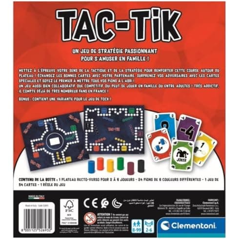Clementoni Tac-TIK - Family Strategy Board Game from 8 Years | Tactical Pawns and Cards | Guaranteed Fun for 2 to 6 Players for Bouncing and Thinking Games - Image 3