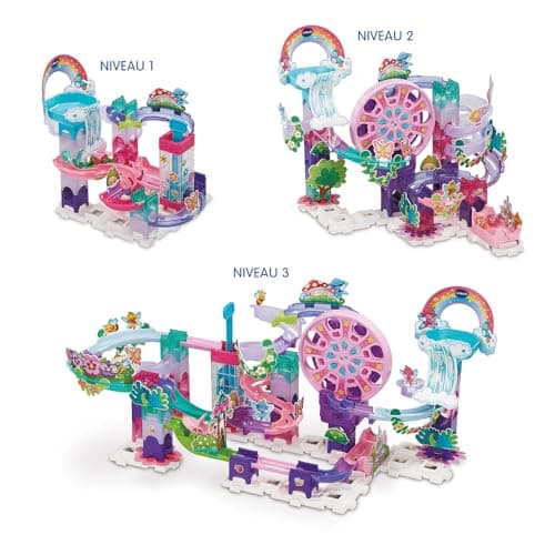 VTech - Marble Rush Fairy Garden Set M500E - Buildable Electronic Ball Circuit, 90 Pieces and 6 Glitter Balls - Creative Building Set - Gift for Children from 4 Years Old - Content in French - Image 4