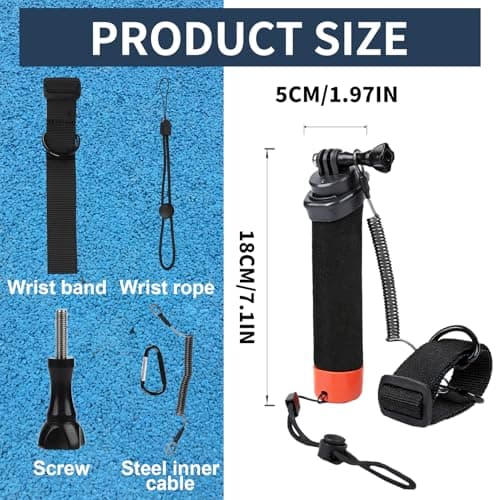 Floating Handle for Sports Camera, Diving Waterproof Handler with Wrist Strap and Elastic Rope Anti-Lost for Go Pro Hero 13/12/11/10/9/8/7/6 insta360 DJI Osmo and Other Action Cameras - Image 7