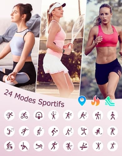 Women's Smart Watch Sports Watch Bracelet Pedometer Heart Rate Monitor Oximeter Activity Trackers Smartwatch Waterproof IP68 for Android iOS SMS Notification/Call Purple - Image 6