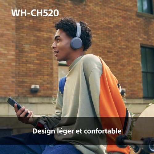 Sony WH-CH520 - Wireless Bluetooth Headphones, Multipoint, Built-in Mic - Up to 50 Hours of Battery Life and Fast Charge - White - Image 6