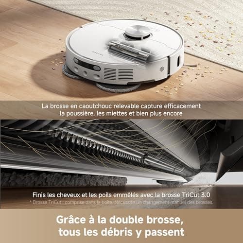 dreame L40 Ultra AE Robot Aspirateur et Serpillière Autonome, 19 000 Pa Aspiration Puissante, Nettoyage Sec-Humide, Dock Tout-en-1 Vidange Automatique, 2 Brosses Incluses - Image 4