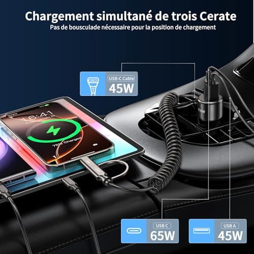 Car Charger Fast Charge 110W Total USB C 65W & USB A 45W with 5ft Spiral C and L Car Cigarette Lighter Charger Cable for iPhone 16 15 14 13 12 11Pro Max Mini Samsung S22 S21 Note Pixel - Image 5