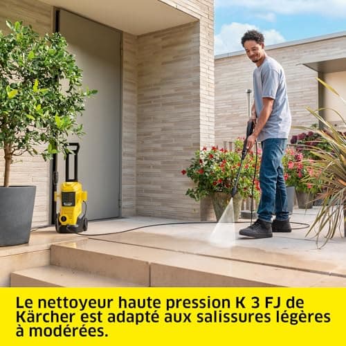 Kärcher High Pressure Washer K 3 FJ, Pressure: Max 120 Bar, Flow Rate: 380 l/h, Surface: 25 m²/h, Weight: 4.35 kg, Gun and High Pressure Hose, Vario Power Lance and Carry Handle - Image 3