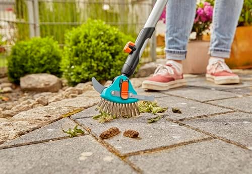 Nettt Joints Combisystem-3-in-1 Gardena Multi-Function Jardi Tool for Elimin Weeds Moss Narrow Seals, Metal Brush, Stainless Steel Blade, CS Handles (03608-20) - Image 5
