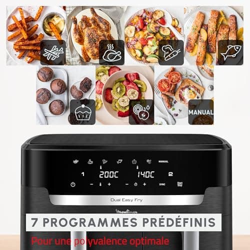 Moulinex XXL Double Air Fryer 11L, 8 Persons and More, Large Basket up to 3 kg, 7 Preset Programs, Dual Easy Fry XXL, EZ9428F0, Black - Image 5