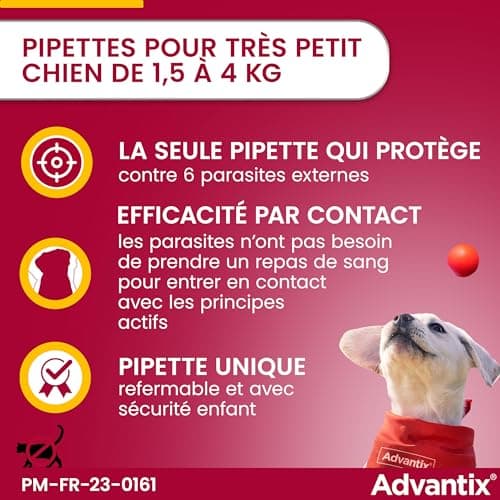 Advantix Very Small Dog Between 1.5 and 4 kg - Dog Pipettes Against 6 Parasites - Treatment and Protection for Your Pet for 4 Weeks - 6 x 1ml - Image 4