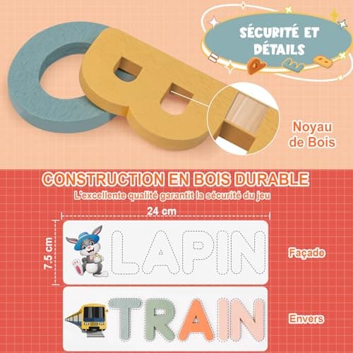Girl Toy 3-8 Years, Educational Games 3-9 Years, Gift Girl 3-10 Years, Child Toy 3-11 Years Boy French Board Games Letter Scrabble - Image 6