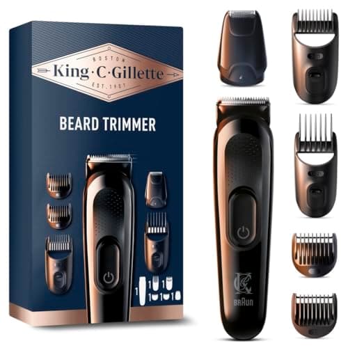 Gillette King C Electric Trimmer for Men, Cordless with Sharpened Blades Wear-Resistant and Washable Head, Set with 4 Different Combs for 3 Day Beard Shaving, Short, Medium and Long - Image 3