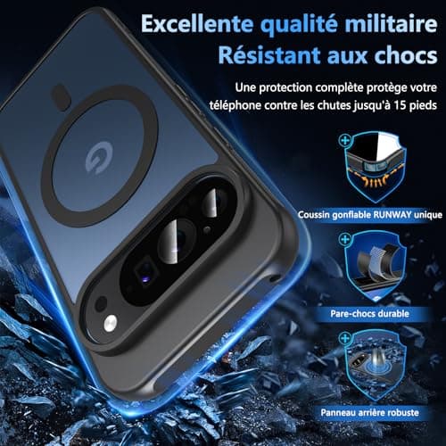 Hensinple Magnetic Case for Google Pixel 10/Pixe 10 Pro with Tempered Glass, Compatible with Magsafe,Translucent Matte Shockproof Anti-Scratch Slim Case Cover for Pixel 10/10 Pro(Black) - Image 5
