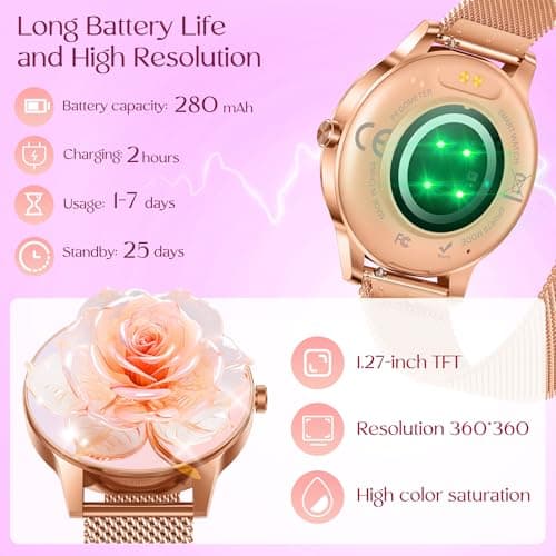Montre Connectée Femme avec Appel Bluetooth: 1.27" Smartwatch avec Fonction Féminine Cardiofréquencemètre SpO2 Sommeil Montre 100+ Mode Sport Montre IP68 Fitness Podomètre Compatible pour Android iOS - Image 4