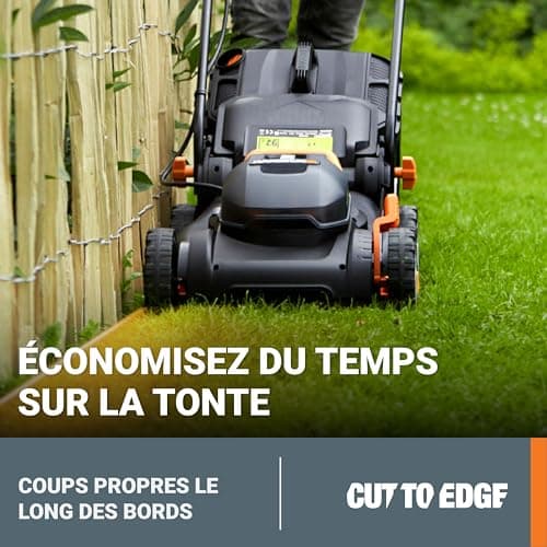WORX Tondeuse à Gazon sans Fil 40 V (2 x 20 V) Max 40cm WG734E Idéale pour Un Jardin jusqu'à 500m², Powershare, 4 Ah, Technologie IntelliCut Hauteur de Coupe 20-80mm - Image 9