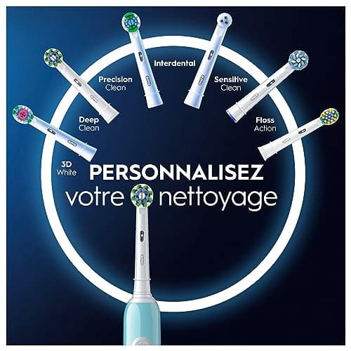 Oral-B Pro 1 Brosse À Dents Électrique Bleue, Un Capteur De Pression Pour Protéger Les Gencives Et Les Dents Sensibles, Avec Des Accessoires, 1 Brossette De Rechange, Douce Et Ronde, 1 Chargeur - Image 5