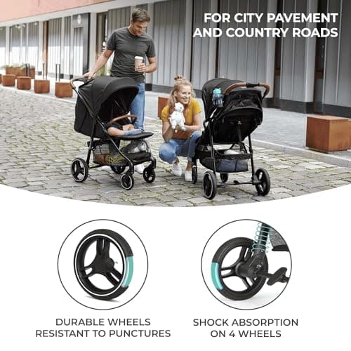 Kinderkraft GRANDE PLUS Pushchair Walking Stick from Birth up to 22 kg, One-Handed Folding, Extended Position, Extendable Hood, 4 Cushioned Wheels, Black - Image 5