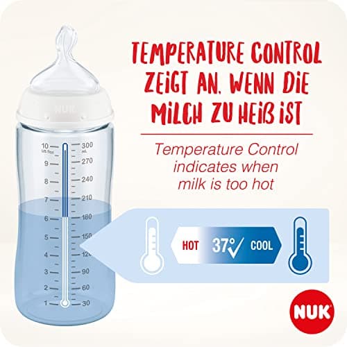 Nuk First Choice+ Baby Bottles 0-6 Months Temperature Control Anti-Colic 300 ml BPA Free Silicone Teat Pink Giraffe 10225265 Set of 3 - Image 4