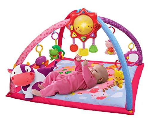 VTech - Lumi Tapis des P'tits Copains Rose, Musical and Evolutionary Play Mat, Activity and Development Toy, Rattles, Cow Plush, Baby Birth Gift - English Content - Image 3