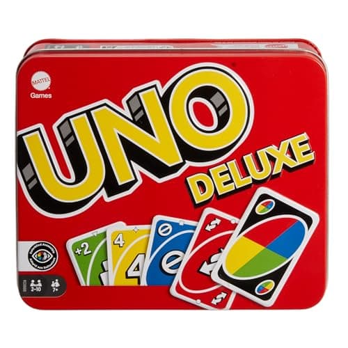 Mattel Games UNO Deluxe, Family Card Games for Kids and Adults, Party Game for Family or Travel Games, 2-10 Players, Toy for 7 Years and Up K0888 - Image 2
