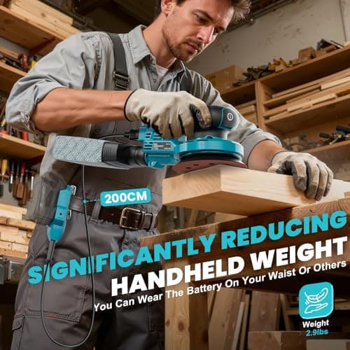 Ecarke Cordless Eccentric Sander 125 mm, Compatible with Makita 18V, 15,000 rpm, 6 Adjustable Speed, with Dust Bag & 20 Abrasive Discs, Ideal for Waxing, Derrusting (No Battery) - Image 4
