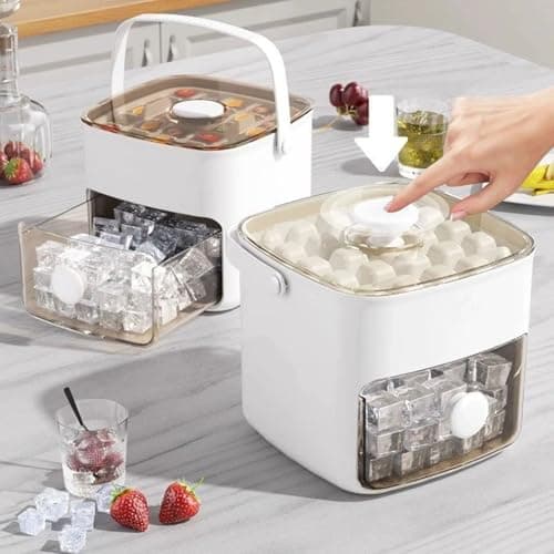 Ice Cubes Maker | 48 Compartiments Machine À Glaçons À Pression | Box Ice Avec Scoop | Réutilisable Ice en Réseau de Glace avec Poignée pour les Cocktails et le Jus de Café - Image 3