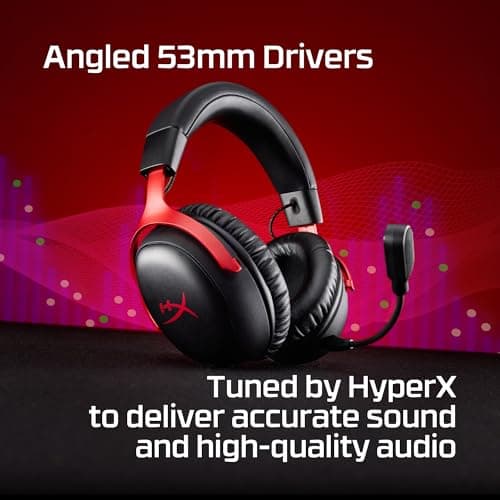HyperX Cloud III S - Casque de Jeu sans Fil multiplateforme 2,4 GHz Bluetooth - Autonomie jusqu'à 120 Heures - 2,4 GHz - Pilote d'inclinaison de 53 mm - Microphone Amovible de 10 mm - Noir - Image 5
