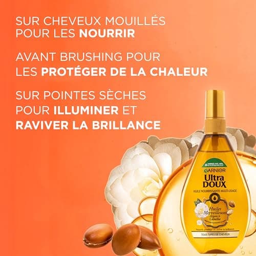 Garnier Ultra Doux Huile Merveilleuse aux Huiles d'Argan et Camélia tous type de cheveux - 150 ml - Image 5