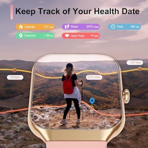 Montre Connectée Femme avec Appels Bluetooth, 1,96 Pouces Smartwatch 113+ Modes Sport IP68 avec Moniteur de Sommeil, Montre Intelligente avec Fréquence Cardiaque Podometre pour Android iOS(Or Rose) - Image 6