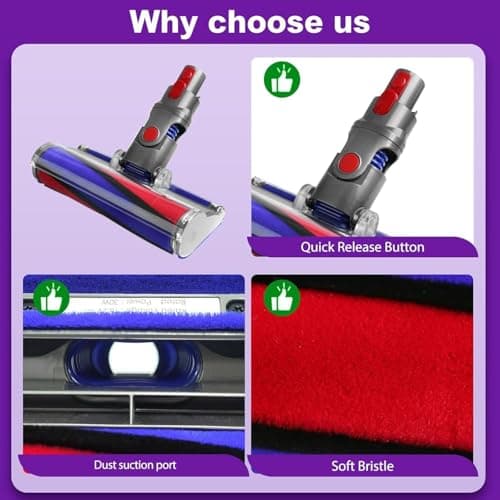Soft Roller Floor Brush for Dyson V7 V8 V10 V11 V15 Vacuum Cleaner Accessory for Dyson SV10 SV11 SV12 Vacuum Cleaner Soft Roller Electric Brush for Hard Floor - Image 5