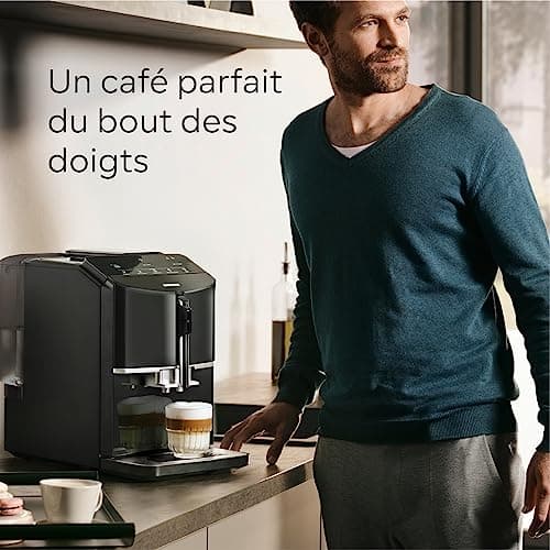 SIEMENS, fully automatic coffee machine, EQ300, ceramDrive, milkPerfect, oneTouch function, piano black, TF301E19 - Image 6