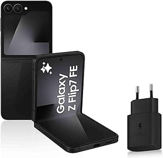 Samsung Galaxy Z Flip7 FE, Smartphone Android 5G avec Galaxy AI, 256 Go, Chargeur Secteur Rapide 25W Inclus, Smartphone déverrouillé, Noir, Version FR