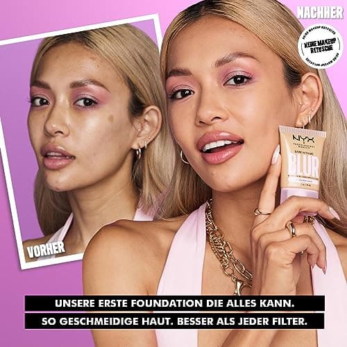 NYX Professional Makeup Bare With Me Blur Blurred Foundation Medium Coverage, Natural Matte Finish, Niacinamide, Matcha & Glycerin, Hydration Up To 12H, Shade : Warm Honey (15) (Pack of 2) - Image 4