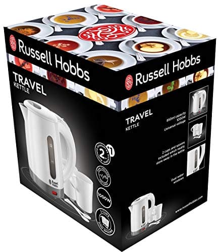 Russell Hobbs Travel Electric Kettle [Small & Light] (Ideal for Travel, 850 ml, 1000 W, 2 Cups + Spoons Included, Universal Voltage, Visible Water Level, Anti-Limescale Filter) 23840-70 - Image 4
