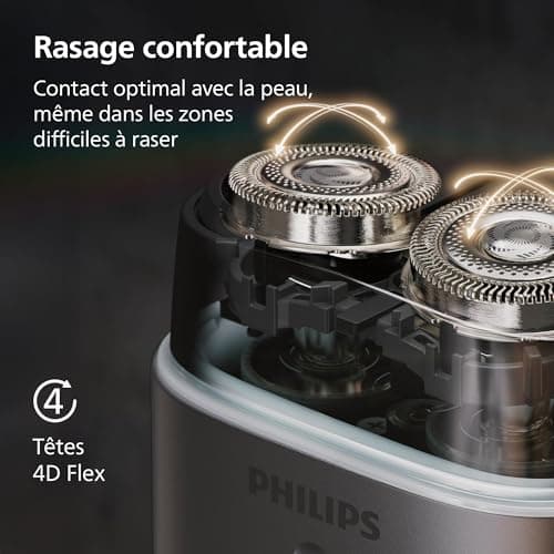 Philips 700 Series Shaver - Electric Compact Lift & Cut System, SteelPrecision Dual Blades, 4D Flexible Heads, Wet or Dry Bristles, Nose / Ear Accessory, Travel Case, Model S792/06 - Image 6