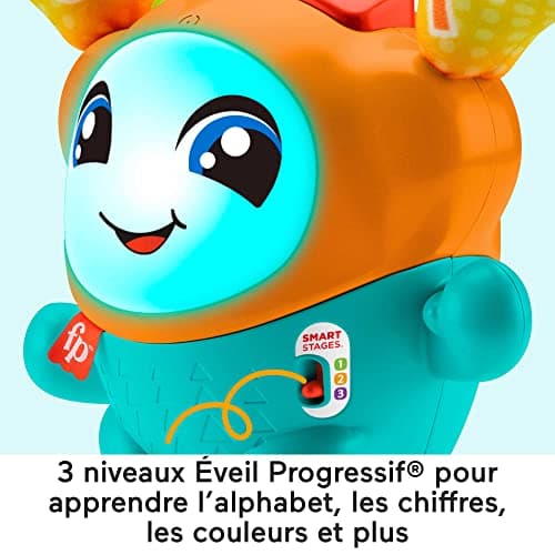 Fisher-Price Mon Petit DJ | Petit Robot Jouet sur Ressort 4 en 1 | Jouet Interactif Bébé 9 Mois à 36 Mois | Jouet Educatif Musical et Lumineux pour Apprendre en S'amusant | Version Française, HJP88 - Image 6