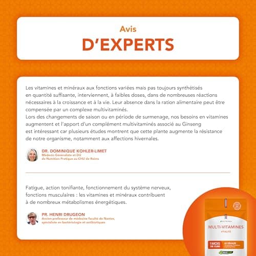 Multivitamins and Minerals - With Ginseng - Vitamins A, B1, B2, B3, B5, B6, B8, B9, B12, C, D3, E, Magnesium, Selenium and Zinc - Energy, Vitality, Immunity - Made in France - Nutrimea - Image 8