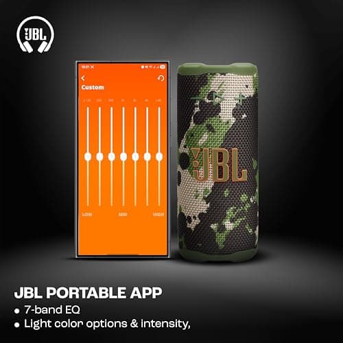 JBL Grip, Compact Bluetooth Speaker, AI Sound Boost, Waterproof, Dustproof IP68, Mood Lighting, 14 Hours Battery Life, Auracast Multi-Speaker Connection, Portable JBL App, Camouflage - Image 6