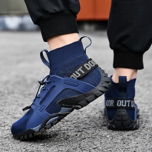 Hiking Shoes Men Women Boots Outdoor Trekking Trail Shoes Non-Slip Walking Shoes Breathable Sneakers, Blue, 42 EU - Image 4